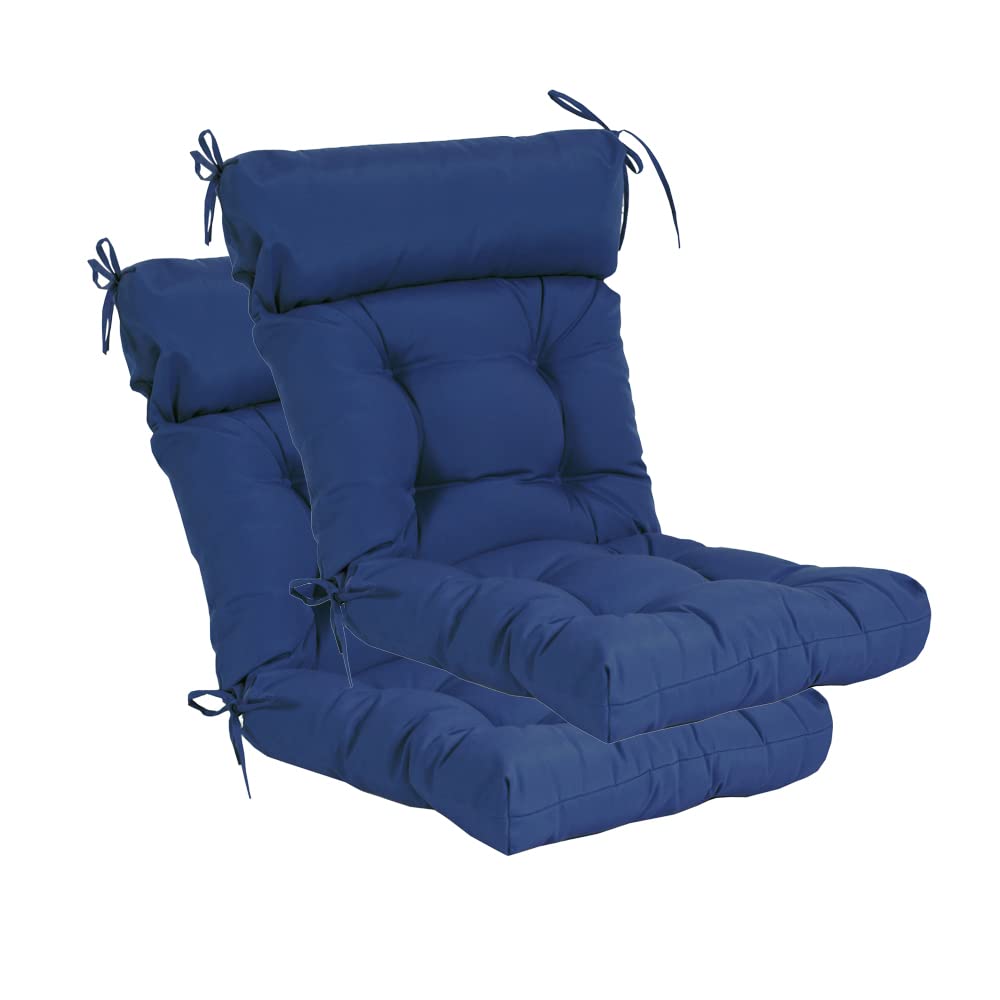 QILLOWAY 4-Pack Tufted High Back Chair Cushions - Indoor/Outdoor Water-Resistant Replacement Cushions for Patio, Dining, and Lounge Chairs (Navy Blue) - Perfect for Backyard, Deck, and Sunroom Comfort