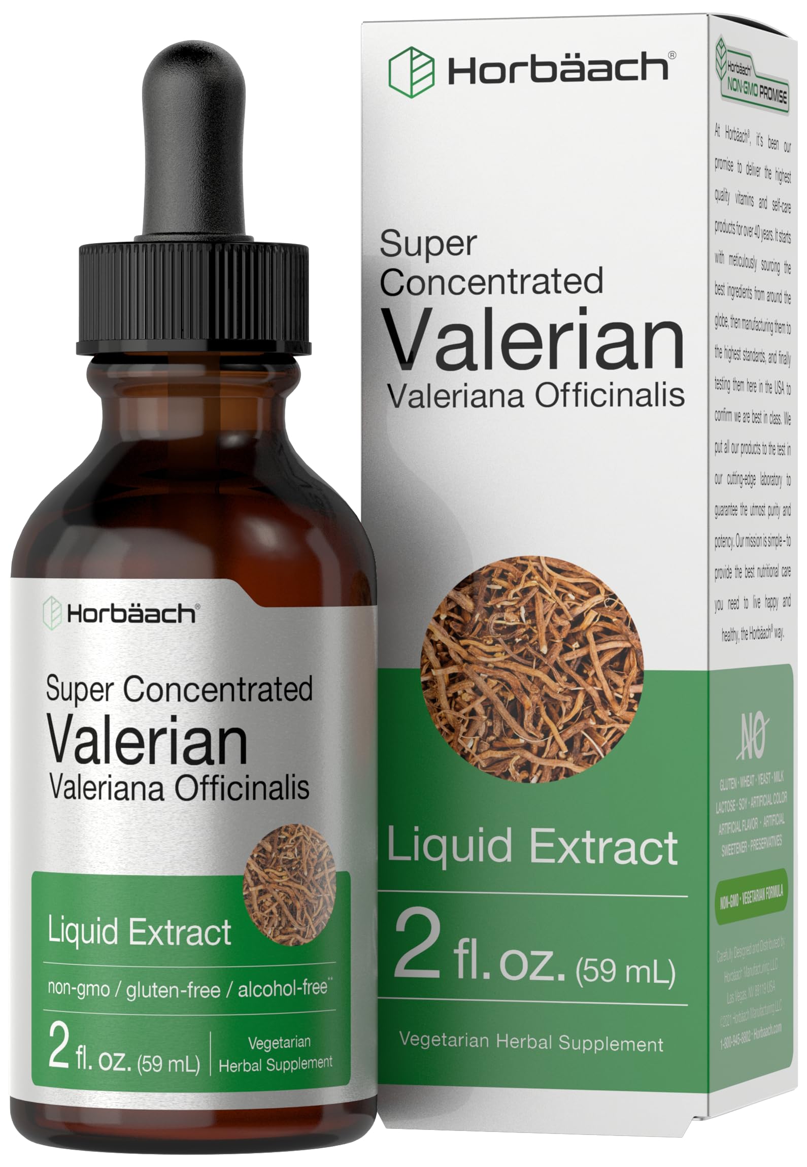 Horbäach Valerian Root Extract Drops - Alcohol Free, Super Concentrated Liquid Supplement (2 fl oz) | Vegetarian, Non-GMO, Gluten Free | Promotes Relaxation & Better Sleep