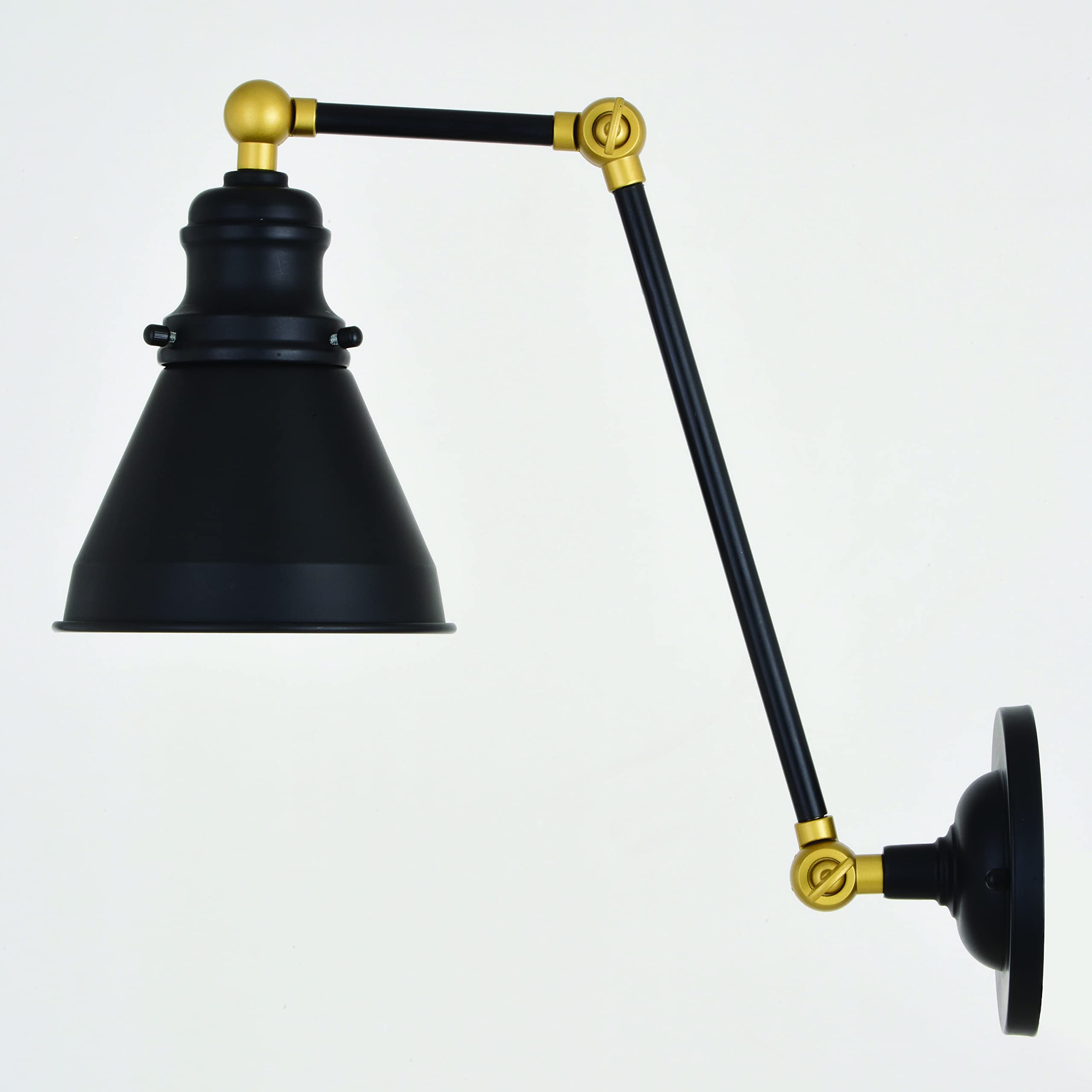 VAXCEL Alexis 6-Inch Adjustable Swing Arm Wall Lamp - Oil Rubbed Bronze & Satin Gold Finish with Metal Shade - Perfect for Bedroom Reading, Office Task Lighting & Living Room Decor