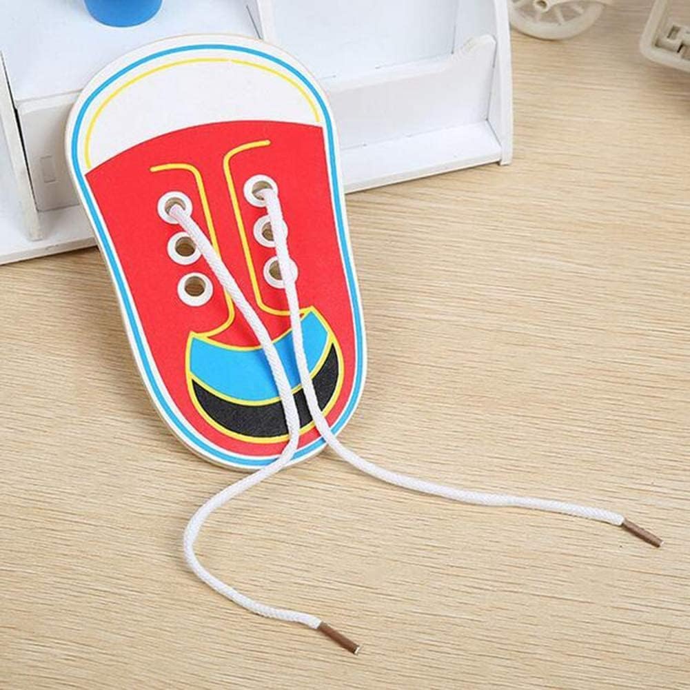 **Calsgkspray 2Pcs Kids Wooden Shoe Lacing Toy – Learn to Tie Shoes, Early Learning & Fine Motor Skills Development – Perfect for Toddlers, Preschoolers & Montessori Education (Red)**    *(Ideal for Home, Classroom, or Travel – Fun & Educational Shoe-Tying Practice for Children!)*