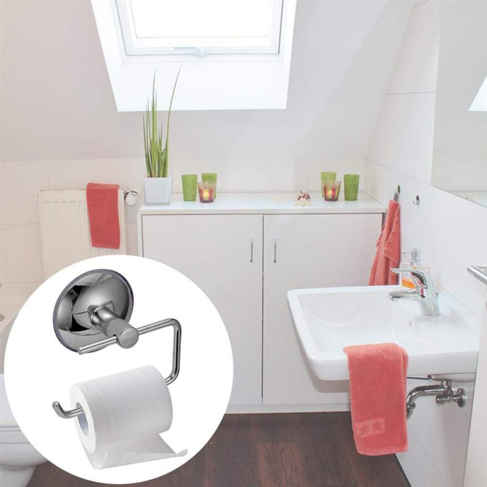 Stainless Steel Bathroom Toilet Paper Holder - Wall Mounted Vacuum Suction Cup Tissue Roll Holder for Bathroom, Kitchen, RV & Dorm - ZKS-KS Model