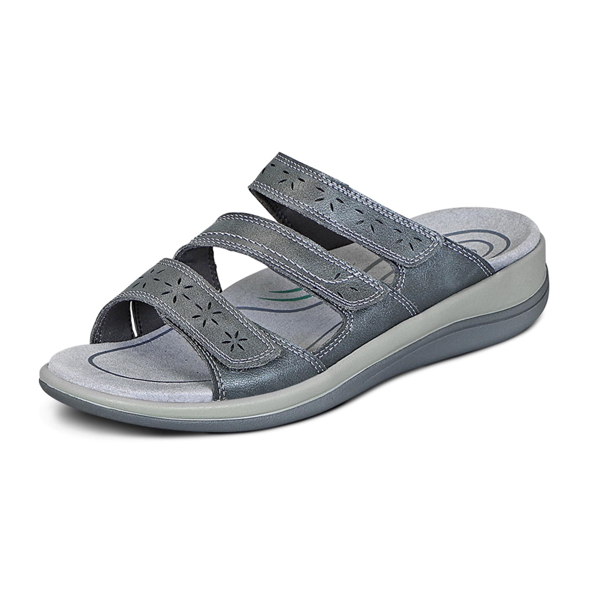 Orthofeet Women's Orthopedic Stretchable Slide Sahara Sandals - Comfortable Arch Support Slippers for Plantar Fasciitis, Heel Pain & Diabetic Feet - Perfect for Home, Poolside & Post-Surgery Recovery