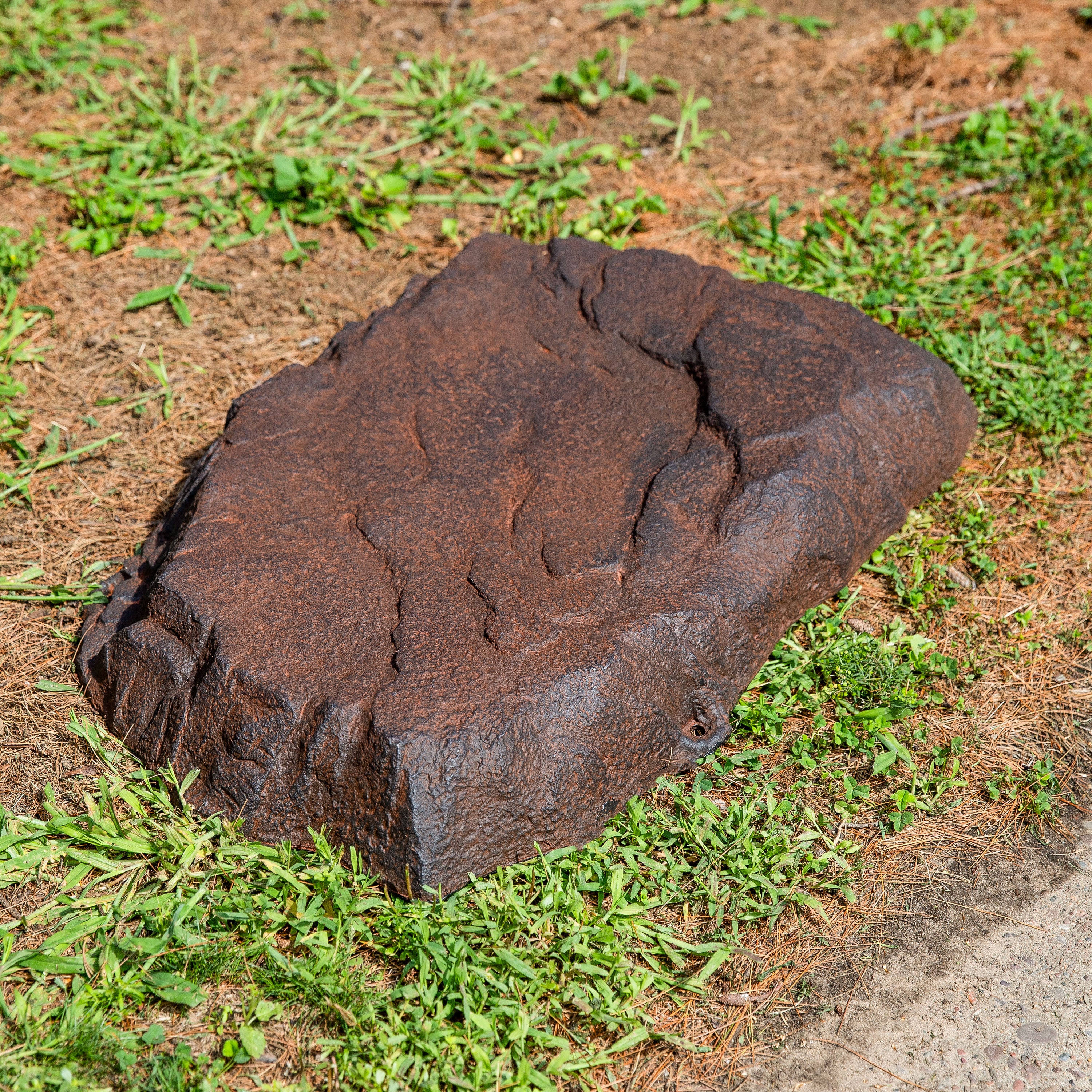 Sunnydaze Flat Artificial Landscape Rock Cover with Stakes - Durable Outdoor Decorative Rock Mat for Garden, Yard & Pool Areas - Perfect for Landscaping, Hiding Wires & Enhancing Aesthetics
