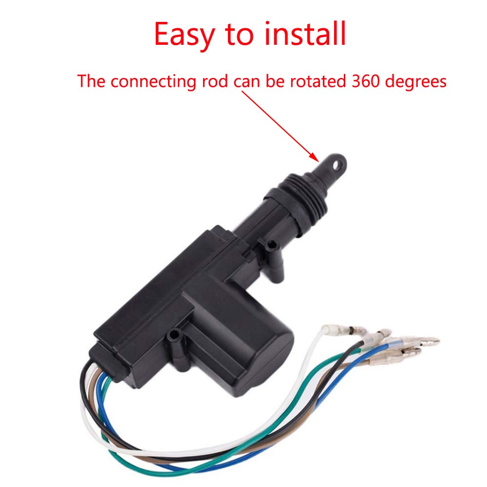 ESUPPORT Universal 12V Heavy Duty High Power 5-Wire Car Door Lock Actuator - Black - Compatible with Most Vehicles, Perfect for Central Locking System Installation & Auto Door Repair