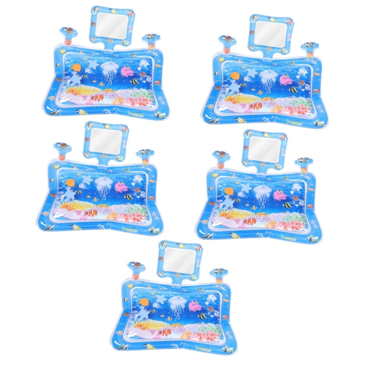 HEMOTON 5-Piece Inflatable Baby Play Mat with Mirror - PVC Water Activity Pad for Toddlers & Kids - Perfect for Summer Fun, Pool Parties & Outdoor Playtime