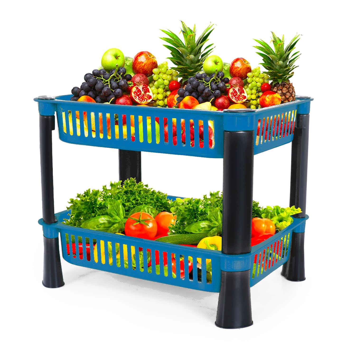 Kepzell 2-Tier Multi-Purpose Storage Organizer Cart for Kitchen, Bathroom, Pantry - Perfect for Vegetables, Fruits, Snacks, Onions, Potatoes & Home Organization | Space-Saving Rolling Trolley for Small Spaces & Clutter-Free Living
