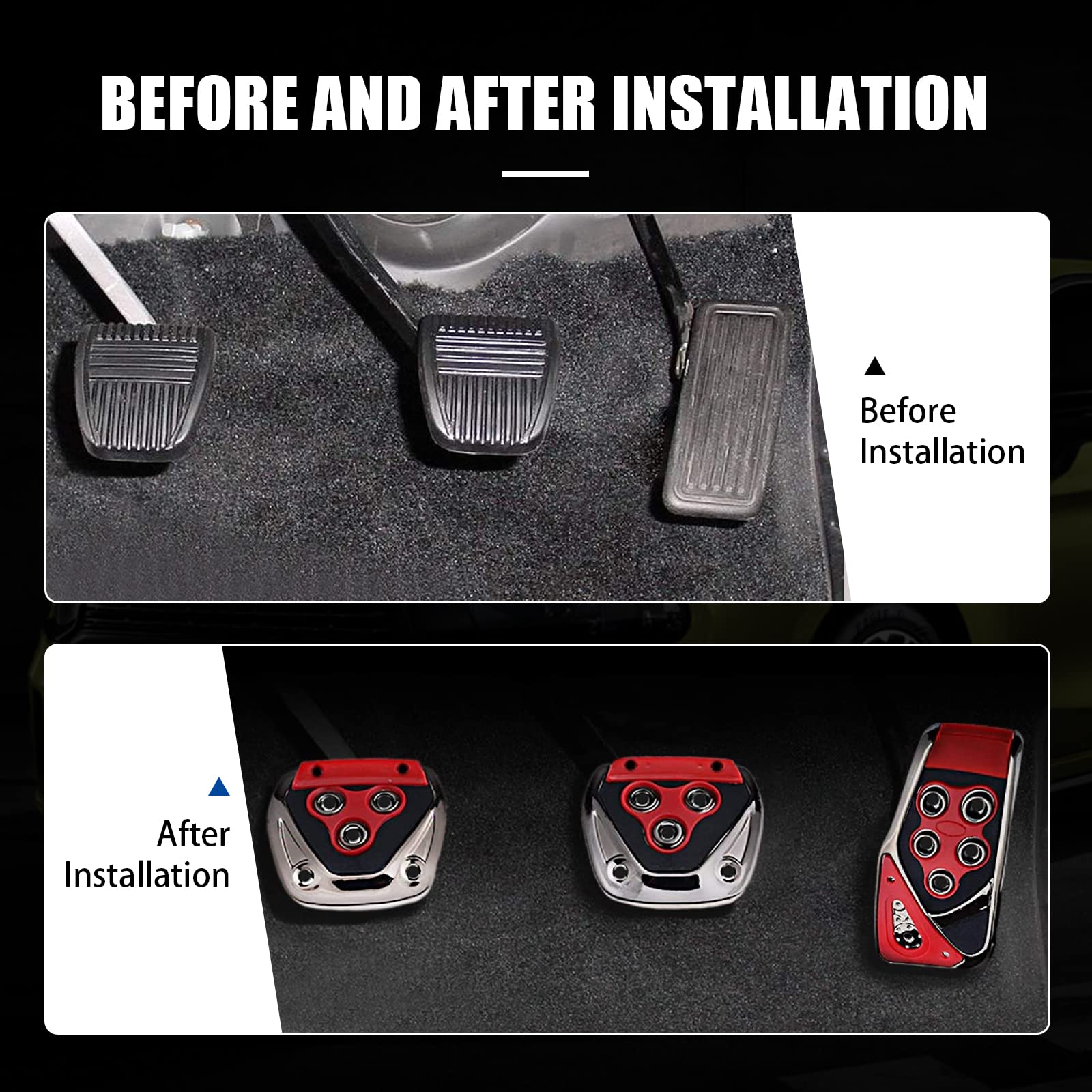 3 PCS Universal Non-Slip Racing Pedal Covers Set - Accelerator, Brake & Clutch Pedal Pads for Sport Cars - Durable Car Interior Accessories (Red) - Perfect for Performance Driving & Car Customization