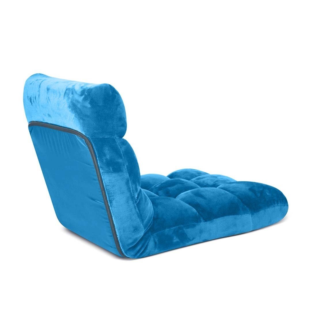 2X Floor Recliner Folding Lounge Sofa Futon Couch - Adjustable Folding Chair with Cushion (Blue) - Perfect for Living Room, Bedroom, or Outdoor Relaxation