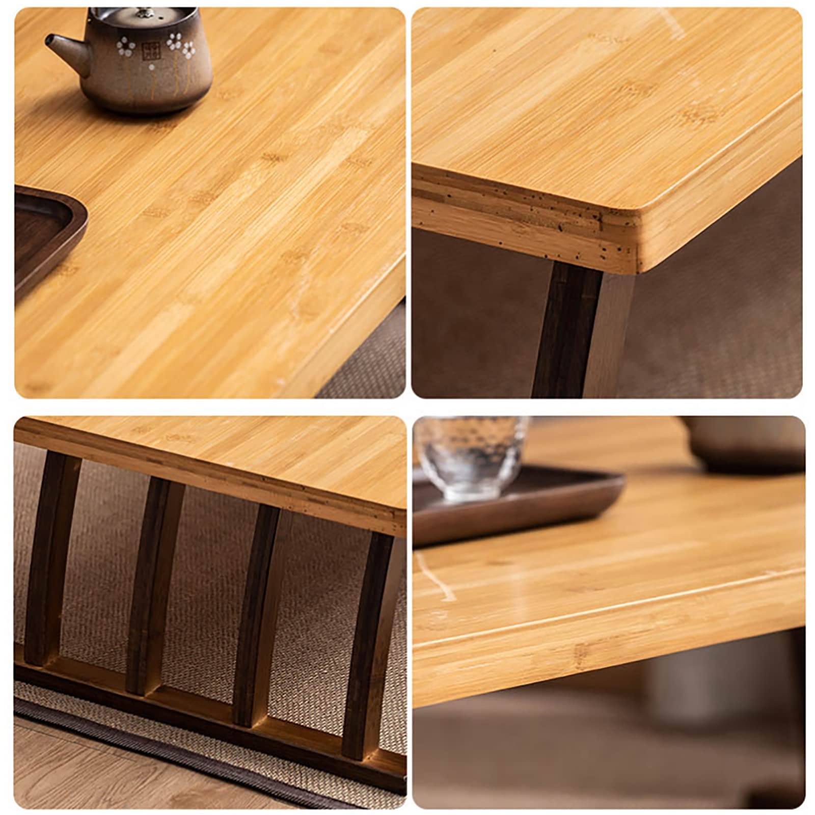 Japanese Style Low Bamboo Coffee Table - ZSH Tami Table for Living Room, Balcony, Small Dining, Floor or Study Desk - 70x45x30cm (H30cm) - Perfect for Zen Decor, Tea Ceremonies & Small Space Living