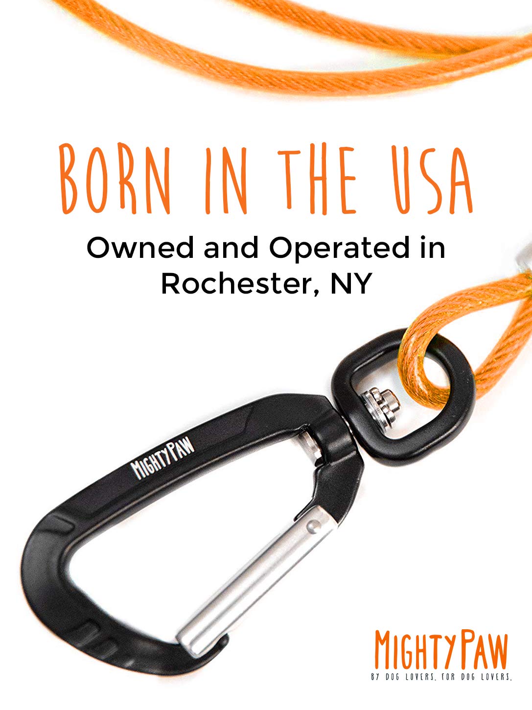 Mighty Paw Chew Proof Metal Cable Dog Leash - 6ft Braided Cord with Padded Handle for Large Dogs & Teething Puppies - Anti Biting Durable Leash (Orange) - Perfect for Walking, Training & Aggressive Chewers