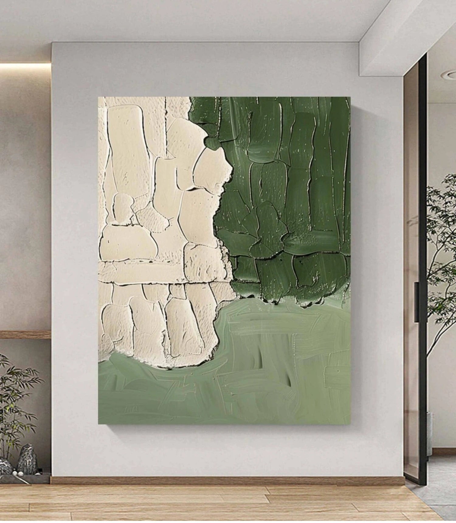 Blue & Green Abstract Wall Art Print #BG109 - Modern Canvas Painting for Living Room, Bedroom & Office Decor