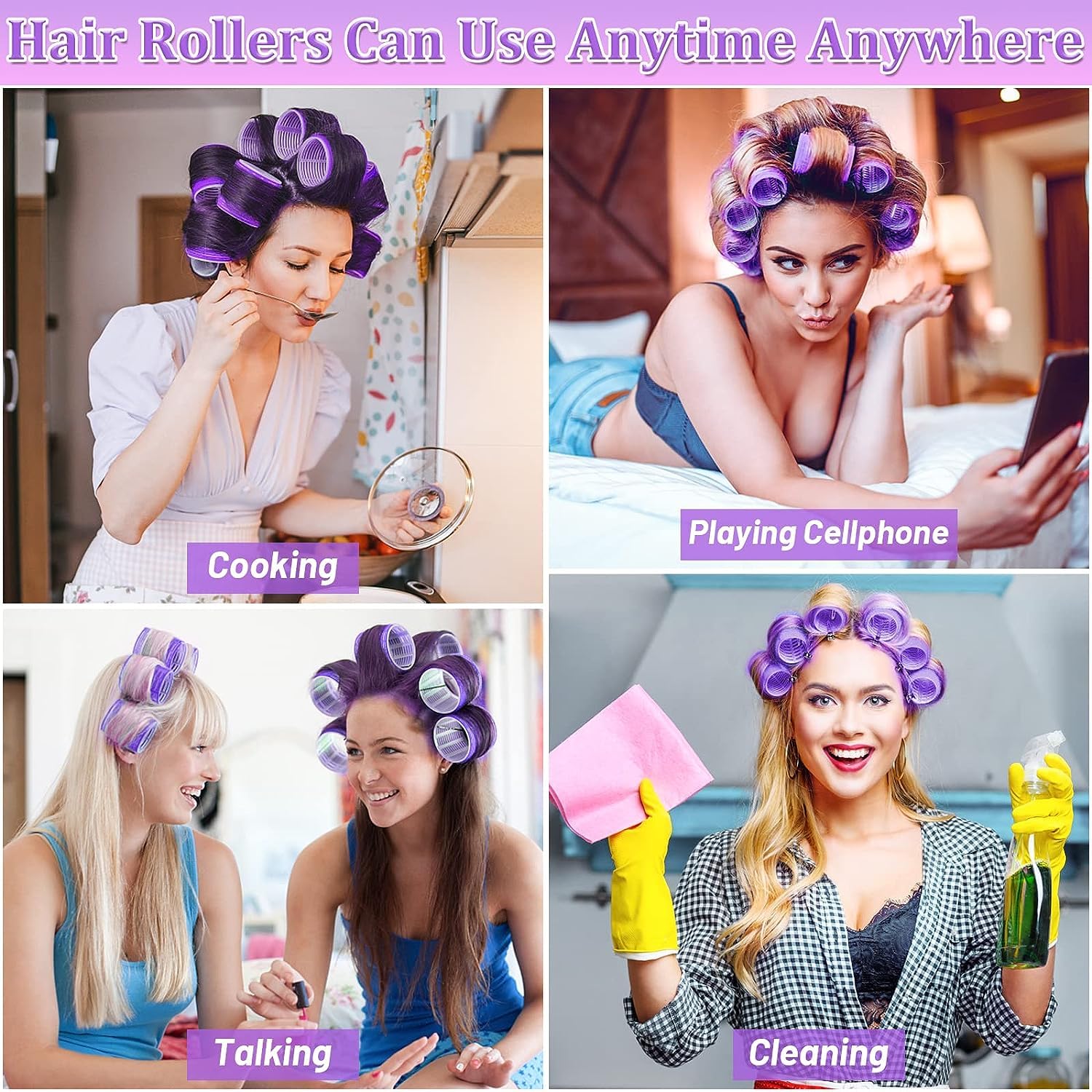 SIYAA 28-Piece Jumbo Hair Rollers Set - 18 Large Rollers & 10 Stainless Steel Duckbill Clips for Long, Medium & Short Hair - Salon-Quality DIY Hairstyles for Volume & Curls - Perfect for Home Styling, Parties & Special Occasions