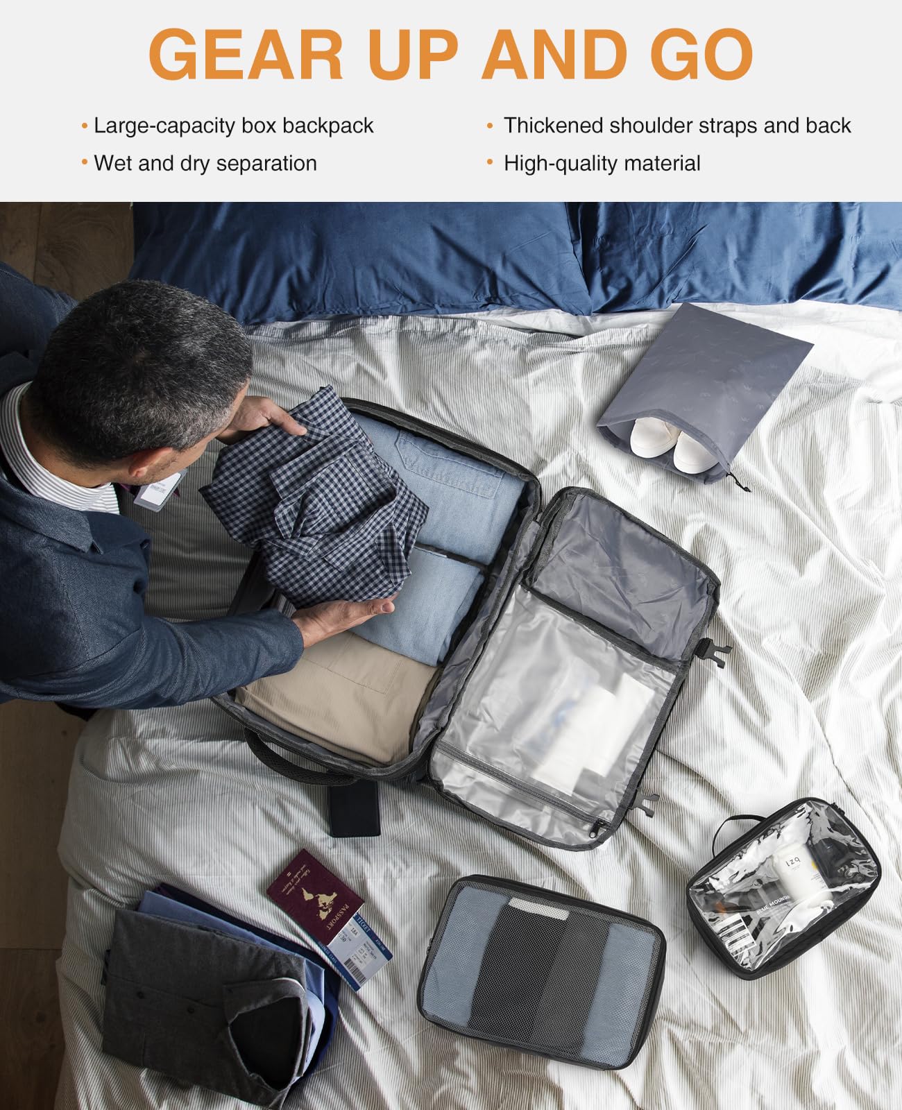 Carry On Travel Backpack for Men & Women - Airline Approved Laptop Backpack with 3 Packing Cubes, Weekender Bag & Mochila de Viaje - Perfect for Business Trips, College Commute & Weekend Getaways