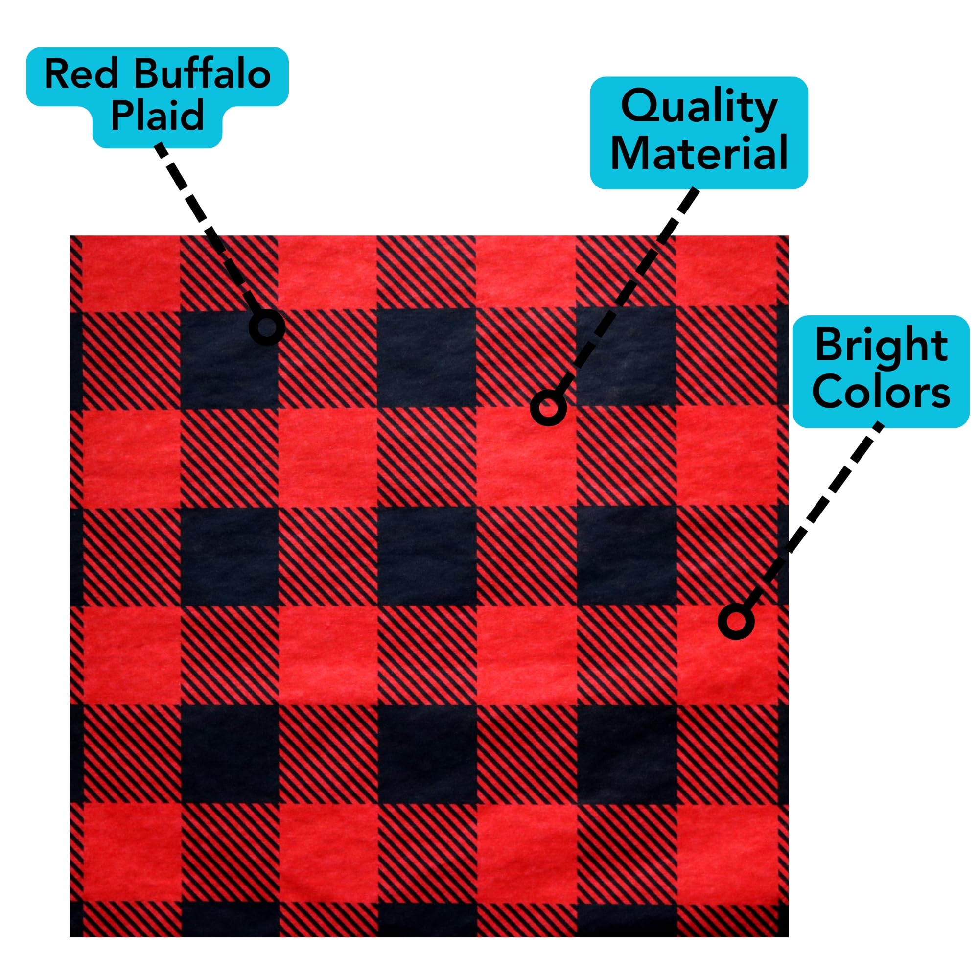 Iconikal Christmas Tissue Paper - Red Buffalo Plaid & Black Gingham Holiday Gift Wrap (20x20 Inches, 60 Sheets) for Present Wrapping, Party Decorations and Festive Crafts