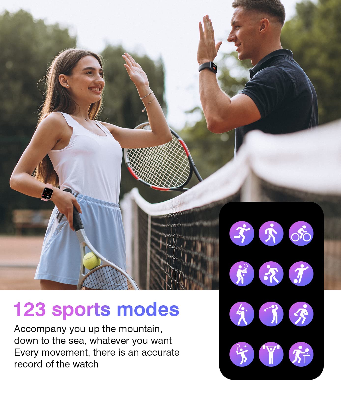 Smart Watch for Men & Women - 1.9'' HD Touch Screen Fitness Tracker with Bluetooth Calling, Heart Rate, Blood Oxygen & Sleep Monitor - Compatible with Android & iPhone - Perfect for Workouts, Running & Daily Health Tracking