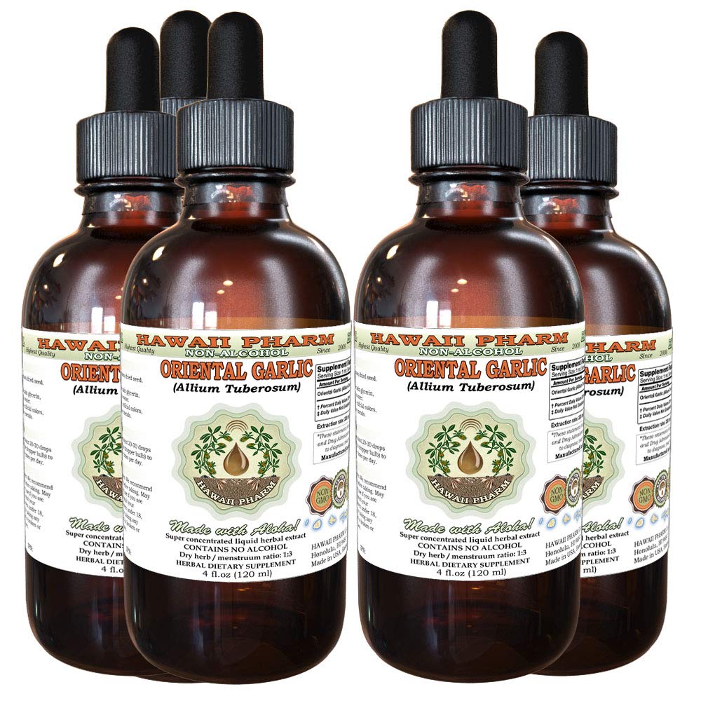 **Oriental Garlic (Allium Tuberosum) Tincture - Dried Seed Liquid Extract, Glycerite Herbal Supplement (4x4 oz) - Supports Digestion & Immune Health - Perfect for Cooking & Natural Remedies**