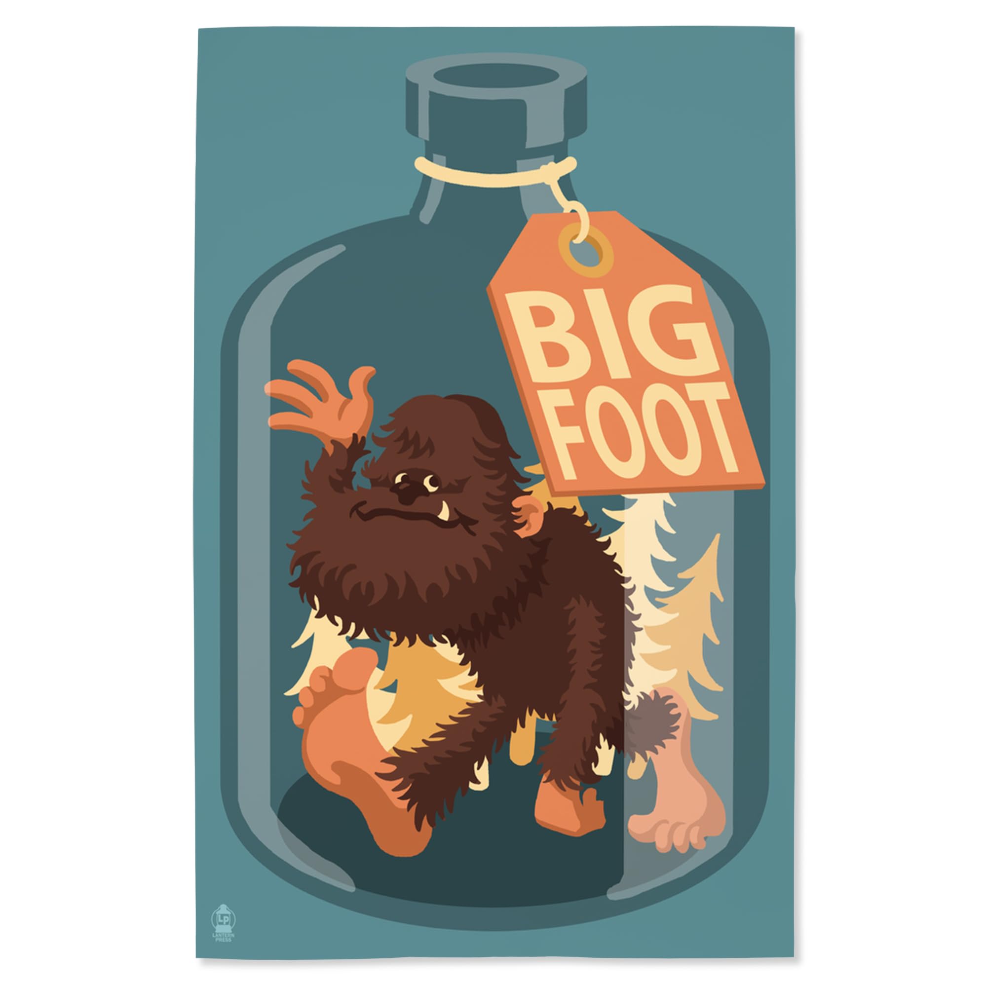Lantern Press 16x24 Inch Giclee Art Print - Bigfoot in a Bottle Wall Decor | Premium Canvas Artwork for Living Room, Bedroom & Office