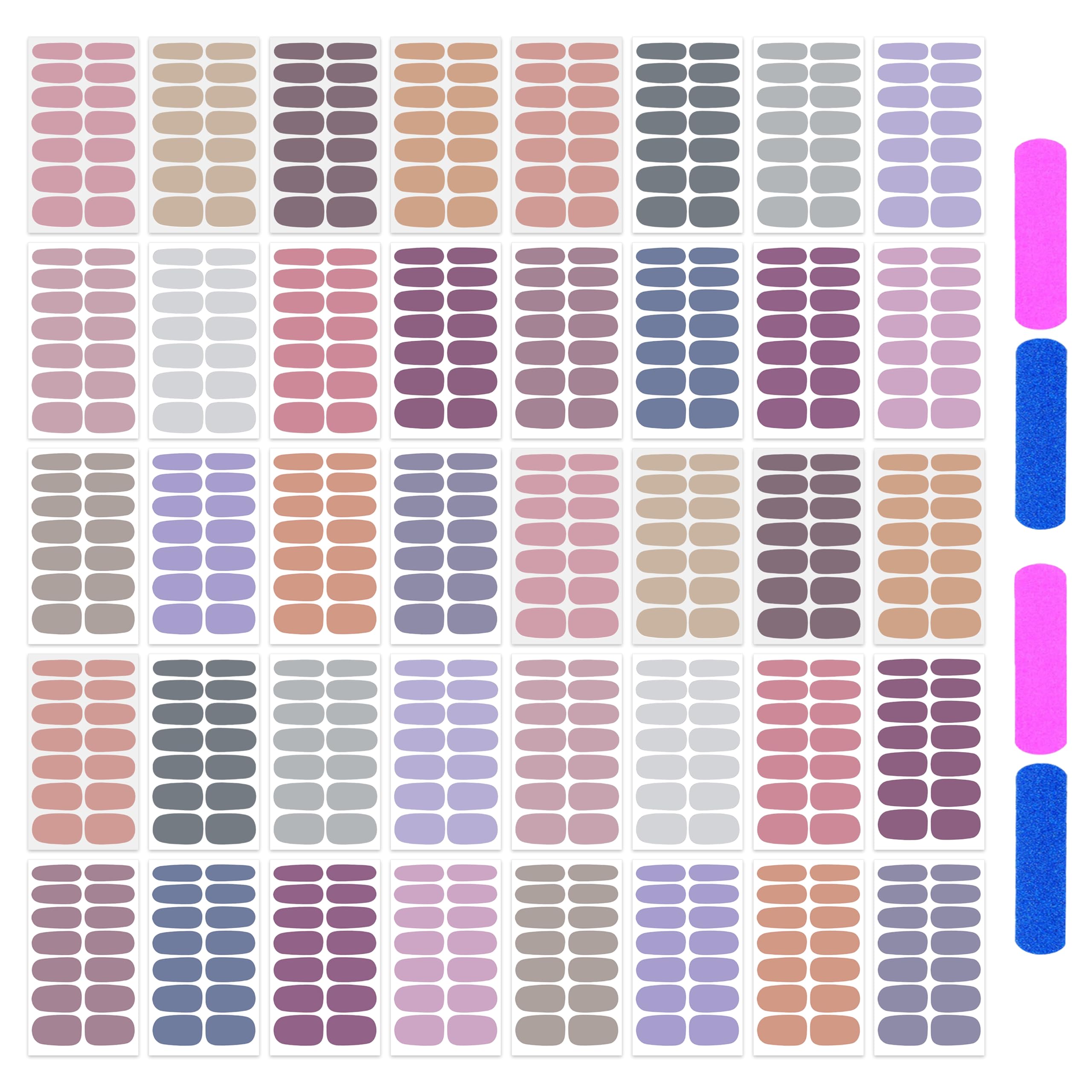 40 Sheets Elegant Solid Color Nail Polish Strips - Self-Adhesive Grey & Purple Nail Wraps with Nail File - Easy DIY Nail Art Stickers for Women - Perfect for Parties, Weddings & Daily Manicures