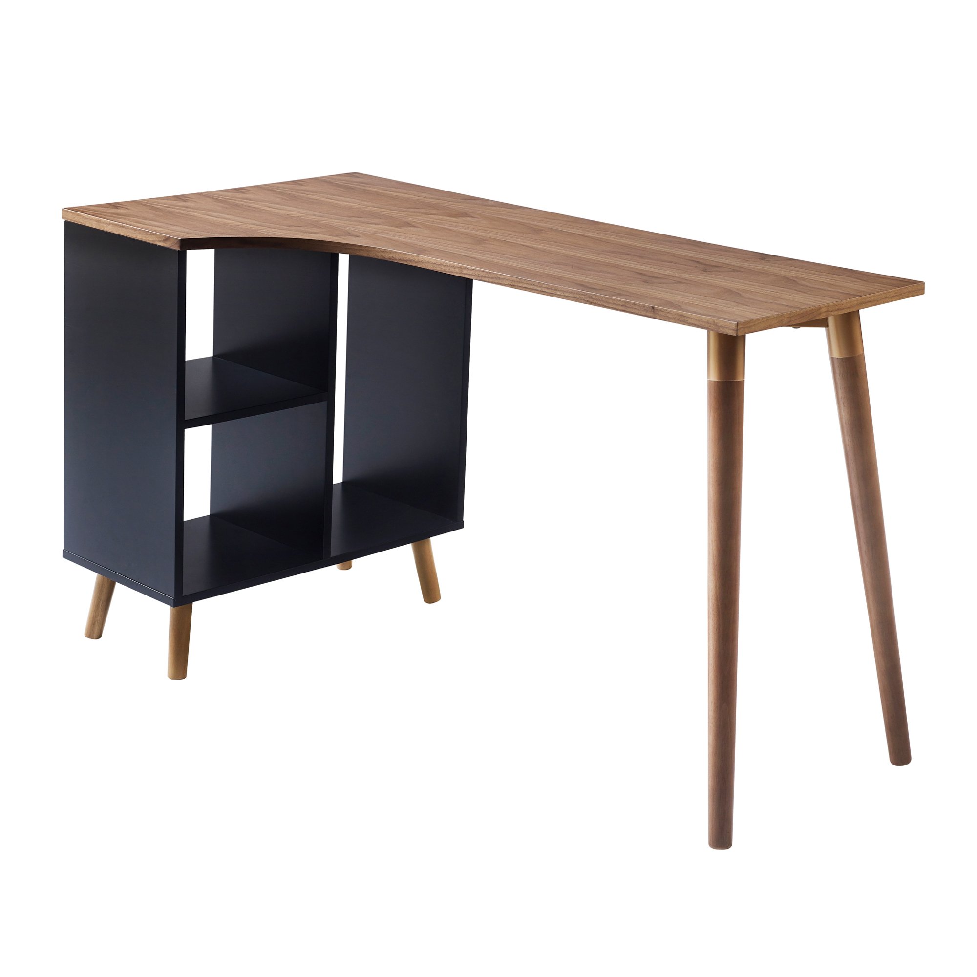 Premium Walnut & Black Office Desk - Modern Ergonomic Workstation for Home & Business Use - Perfect for Remote Work, Study, and Professional Workspaces