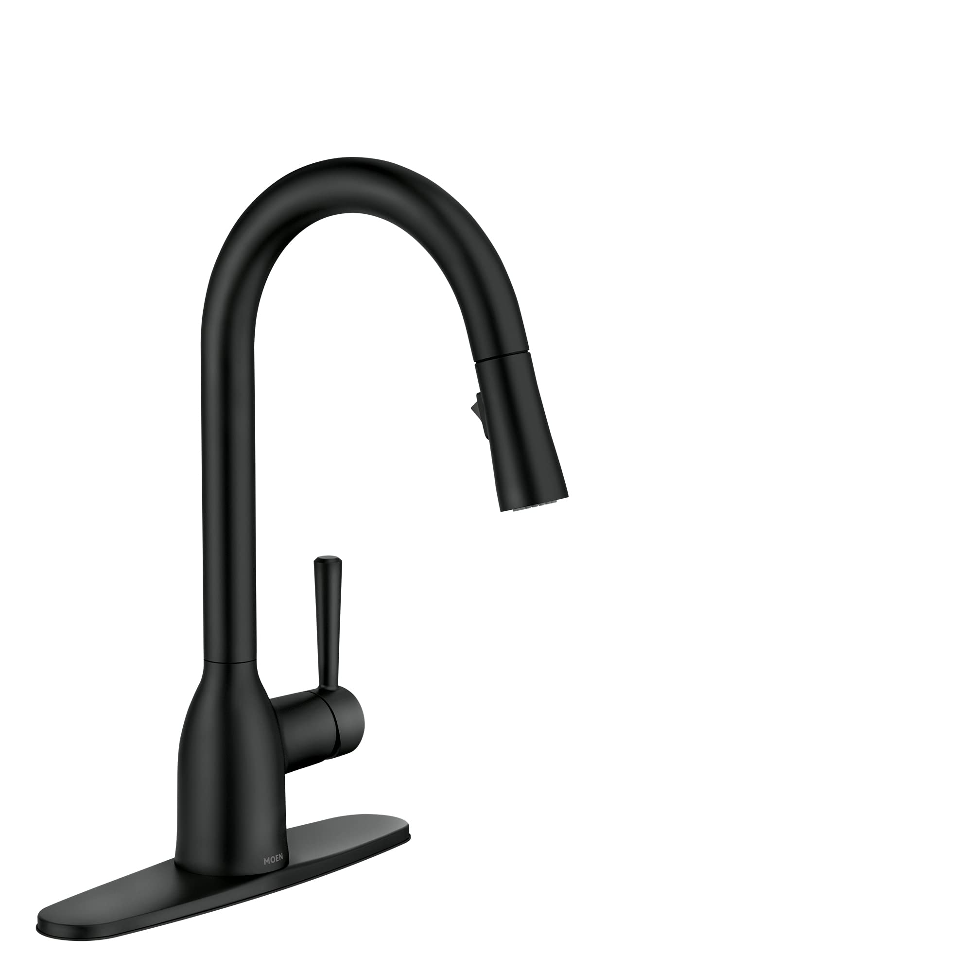 Moen Adler Matte Black One-Handle High Arc Kitchen Faucet with Power Clean Spray Technology - Modern Pull Down Sprayer Faucet Model 87233BL - Perfect for Contemporary Kitchens and Busy Home Chefs
