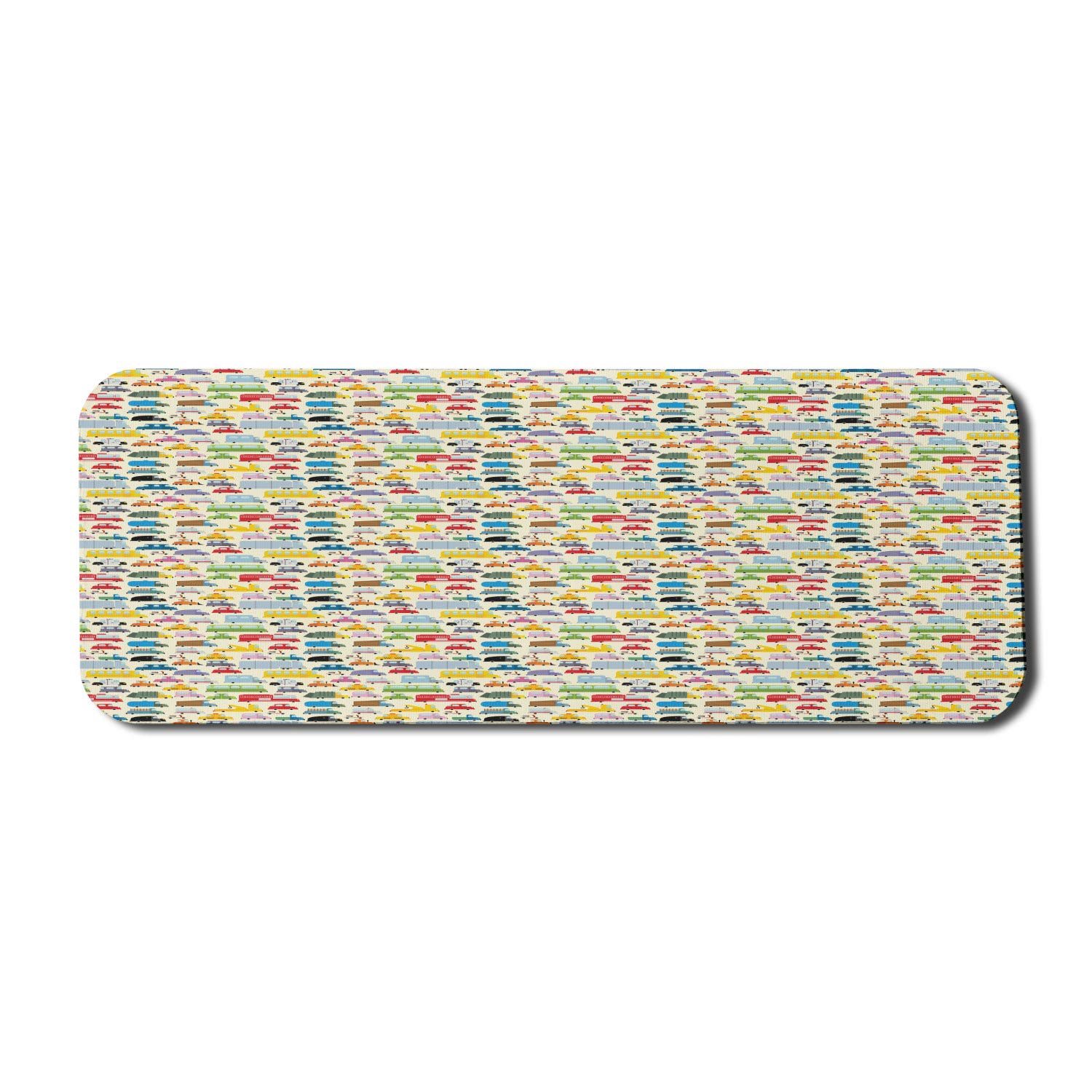 Ambesonne Cartoon Computer Mouse Pad - Funny City Traffic Jam Design with Cars, Trucks & Buses - Large 31
