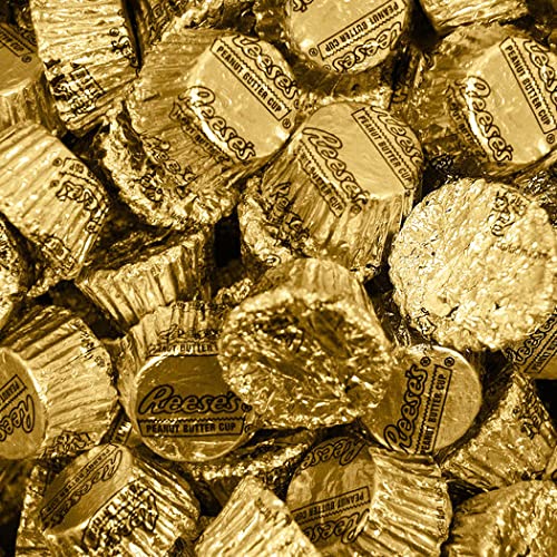 190 Pcs Bulk Custom Candy with Business Logo - Personalized Mini Kisses & Peanut Butter Cups for Candy Buffet, Party Favors, Wedding & Corporate Events (Gold & Pink)