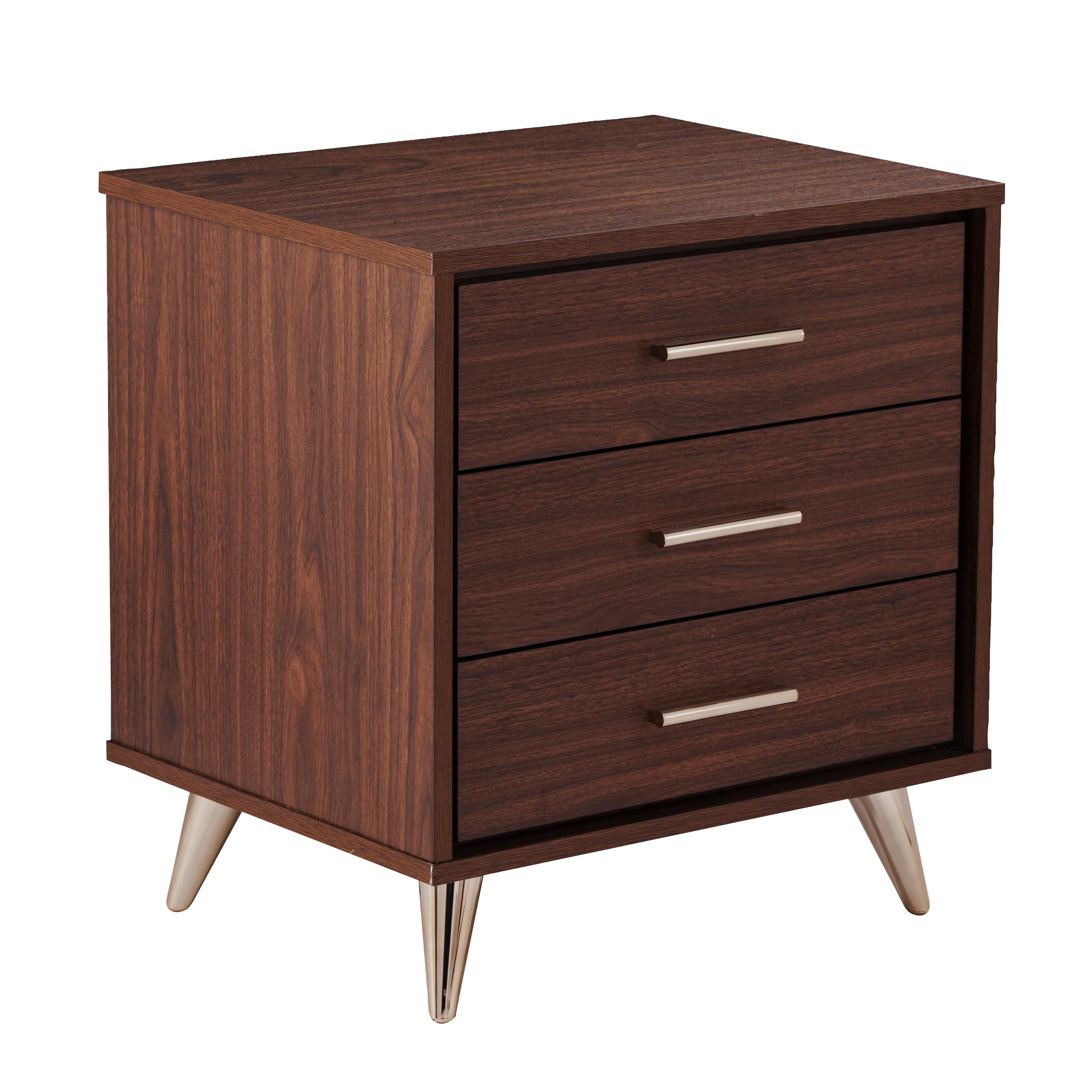 SEI Furniture Oren Bedside Table with Drawers - Brown Wood Nightstand for Bedroom, Living Room, or Office - Compact Storage End Table with Drawer Space