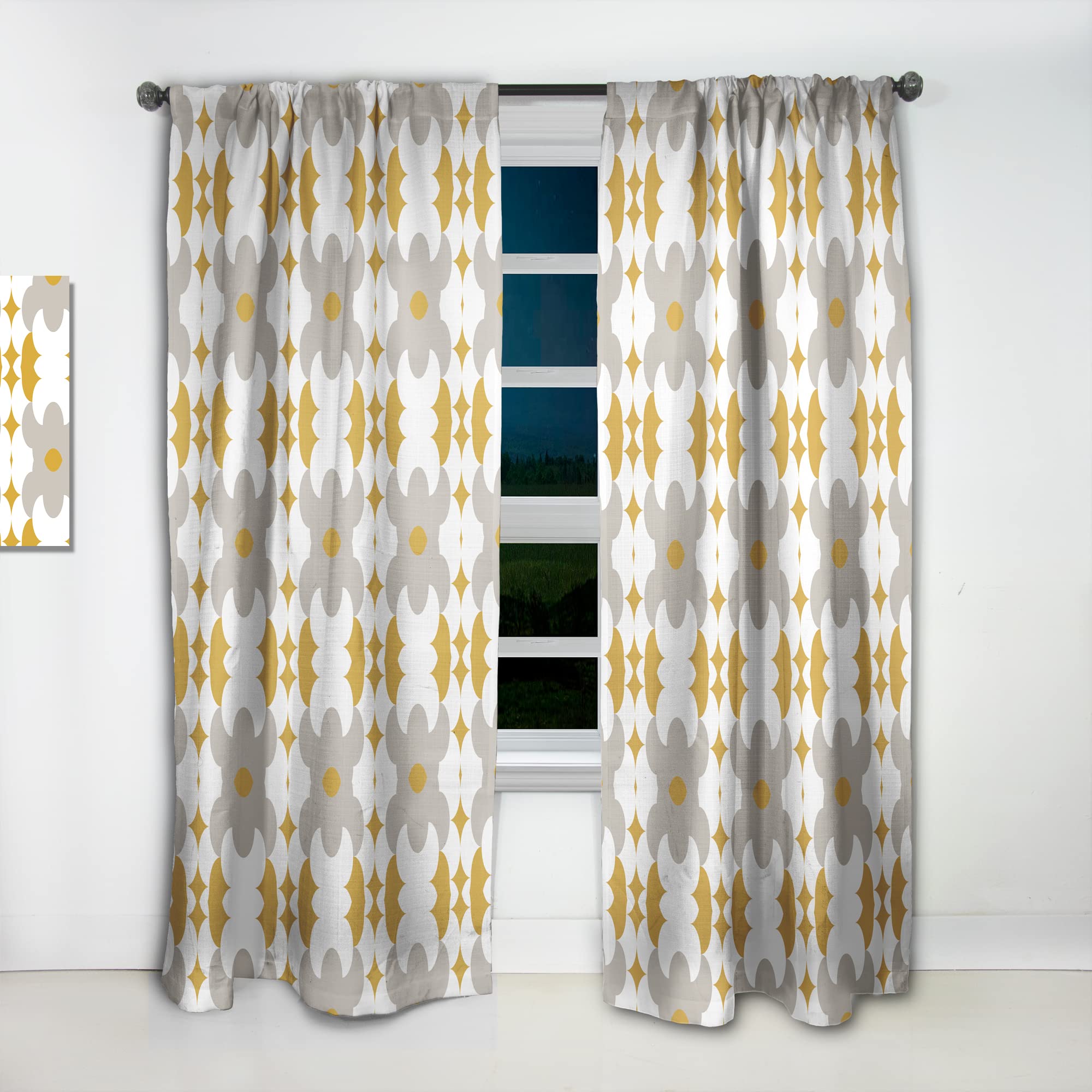 Retro Abstract Design XVIII Thermal Insulated Curtains - 52x120 Inch Single Panel for Bedroom & Living Room - Blackout Drapes for Home Decor & Privacy