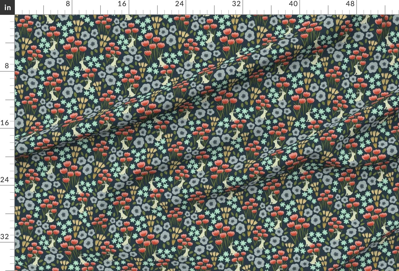 Garden Bunny Spring Easter Printed Minky Fabric by The Yard - Soft Plush Fabric for Sewing Baby Blankets, Quilt Backing & DIY Plush Toys - Perfect for Easter Decor, Nursery Projects & Seasonal Crafts