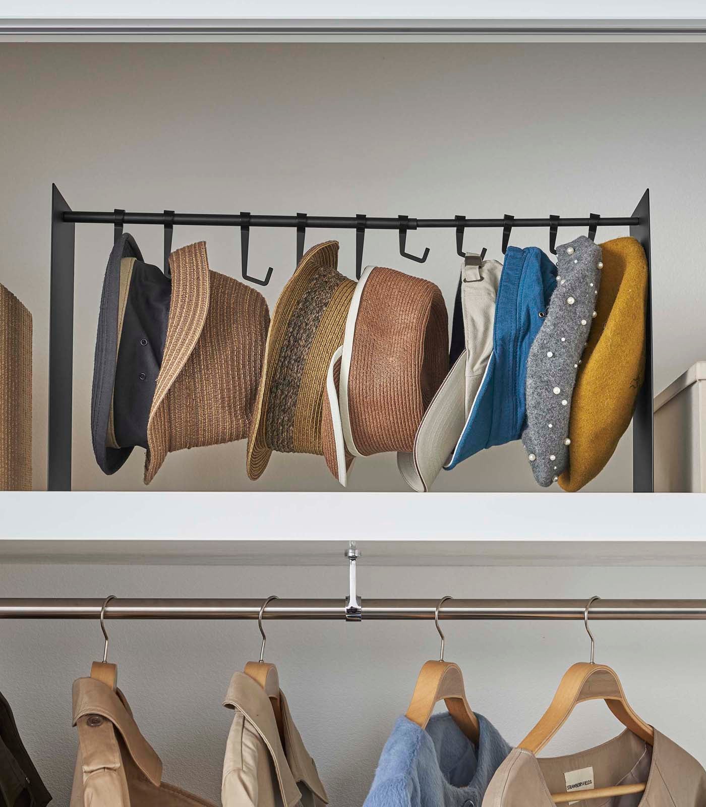Premium Steel Hat Hanging Organizer - Space Saving Closet Storage Solution for Caps, Hats & Accessories - Perfect for Bedroom, Closet & Entryway Organization