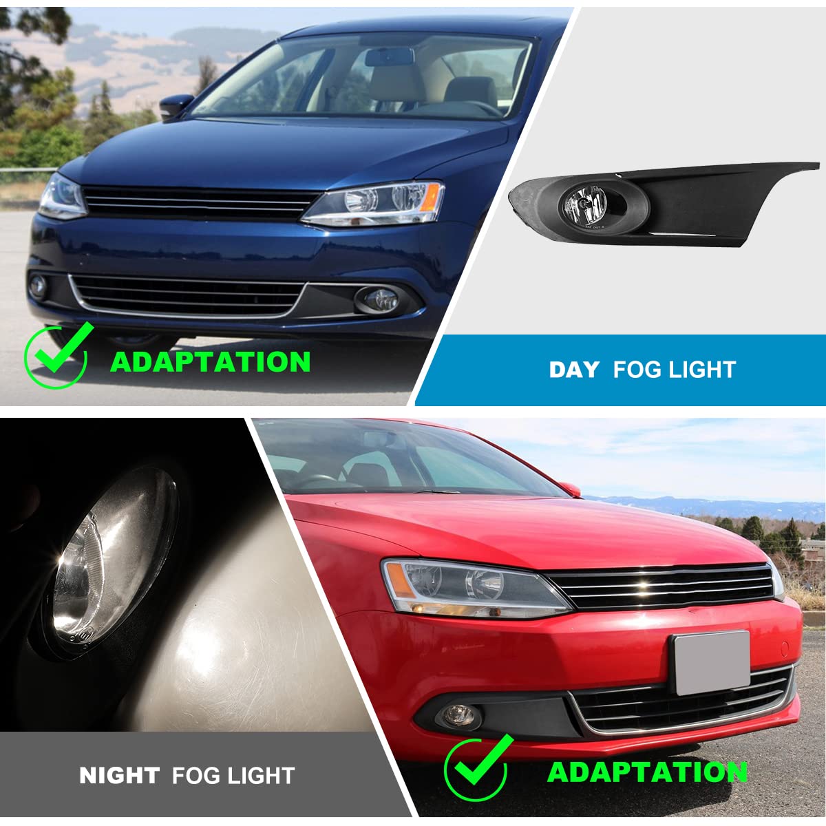 CPW Fog Lights Kit for 2011-2014 Volkswagen Jetta Sedan - LED Driving Lights with Switch & Wiring Harness | Enhanced Visibility for Night Driving & Bad Weather Conditions