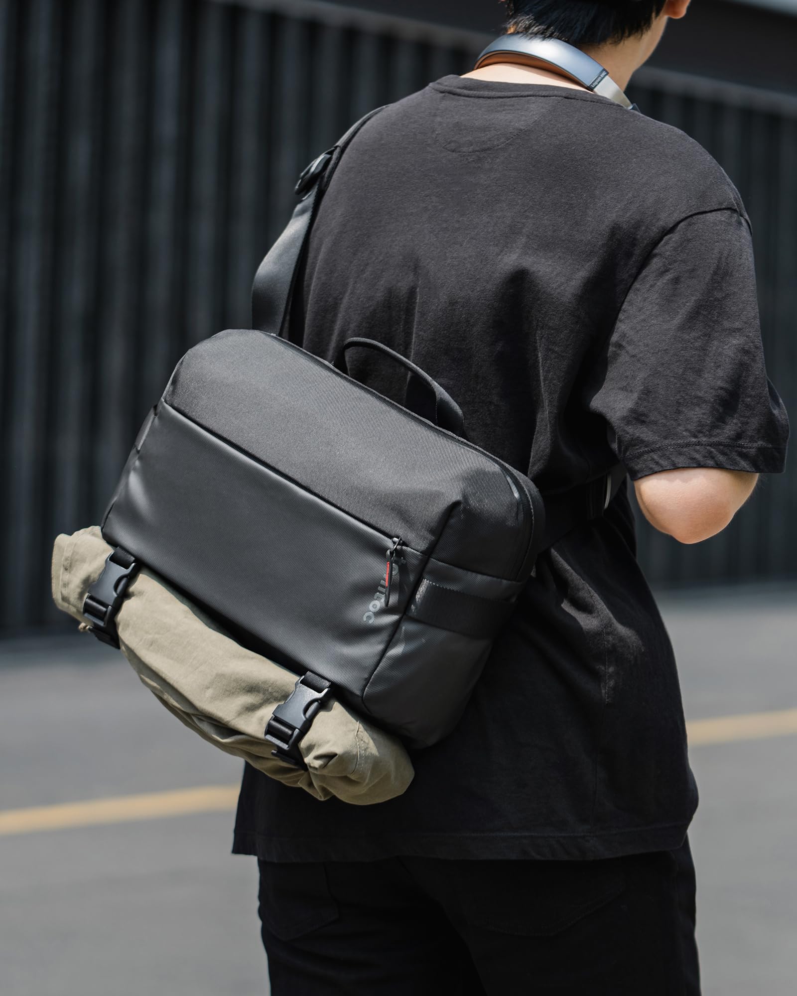 tomtoc 13 Inch Laptop Messenger Bag - Waterproof Crossbody Shoulder Bag for MacBook Pro/Air & iPad Pro/Air | Slim Minimalist Design for Business, Travel & Work | Perfect for Commuting, Coffee Shops & Office Use