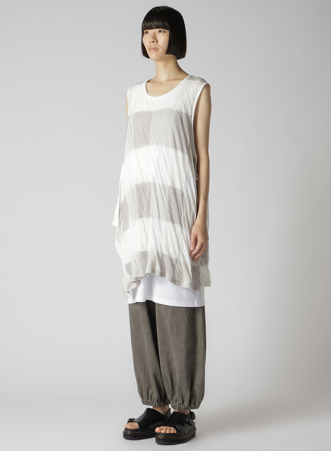 C/LI Block Check JQ Double Front Drape Running T-Shirt - Stylish & Comfortable for Workouts, Jogging, and Casual Wear