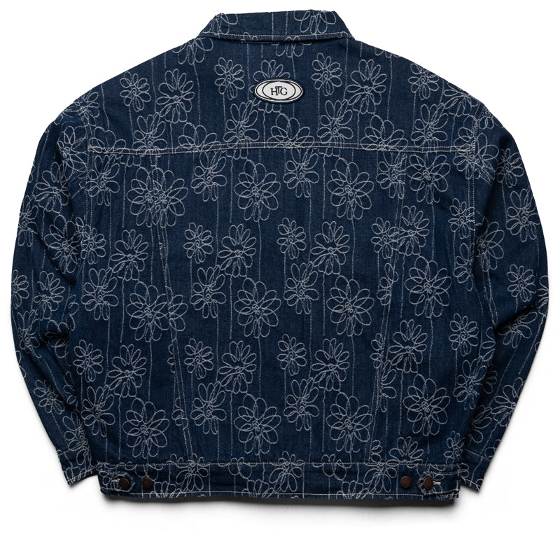 Honor The Gift Indigo Flower Jacquard Jacket for Men - Stylish Casual Outerwear for Streetwear & Urban Fashion Lovers