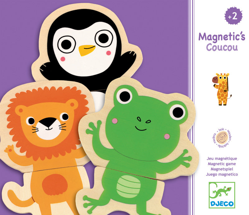 Jungle Animals Wooden Kids Magnet Set - 24 Piece Educational Toy for Toddlers, Djeco - Perfect for Fridge Play, Classroom Learning & Sensory Development