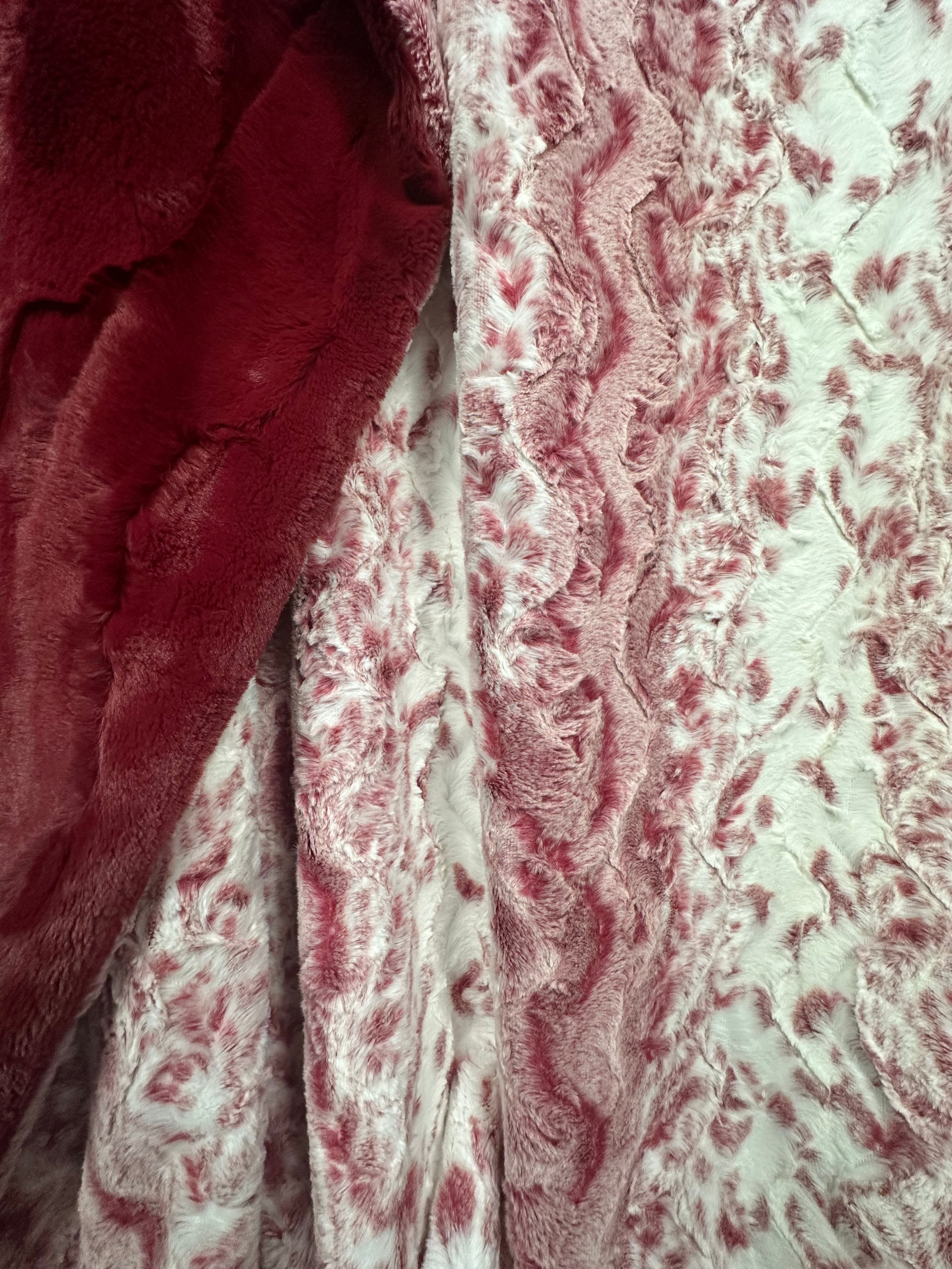 Merlot Snow Owl & Merlot Hide X-Wide Double Minky Adult Blanket 61x80 - Ultra Soft Luxury Throw for Bed, Couch & Winter Warmth