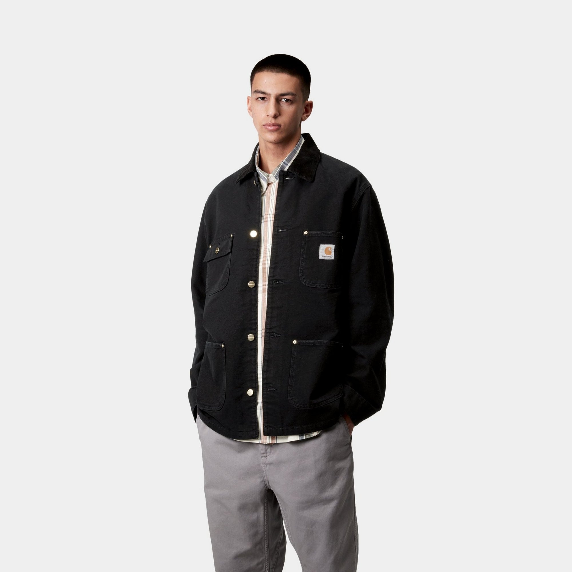 OG Chore Coat for Men - Spring Work Jacket in Black Aged Canvas | Durable Outdoor Workwear for Gardening, Hiking & Casual Wear