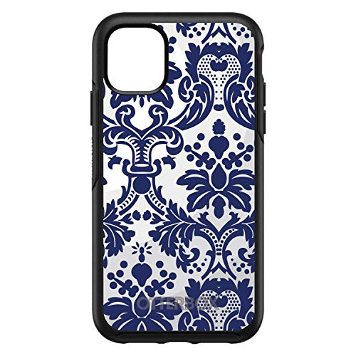 Blue Grey Damask On Black Case