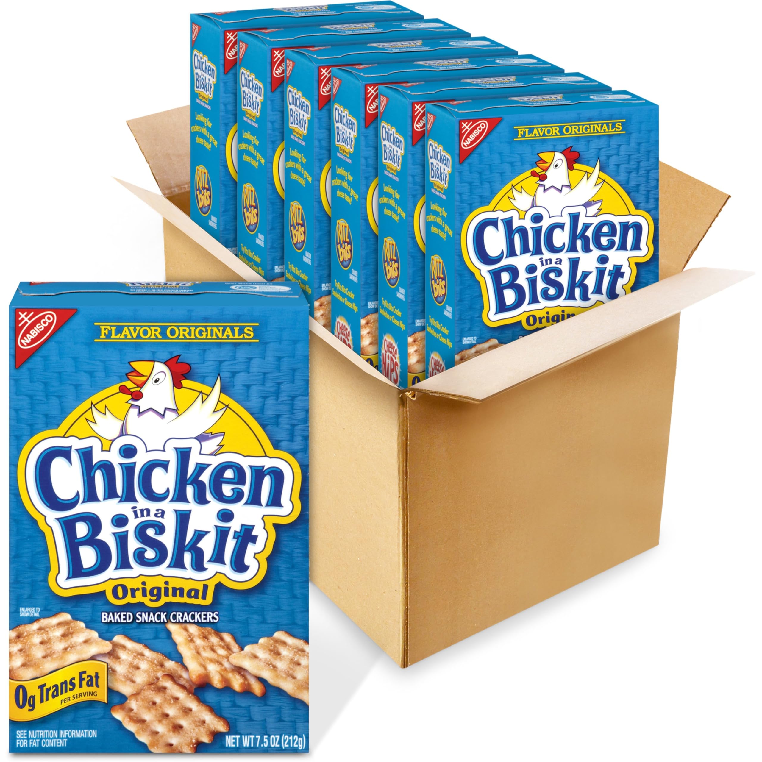 Chicken in a Biskit Original Baked Snack Crackers - 6 Pack (7.5 oz Each) | Bulk Lunch Snacks for Kids & Adults | Perfect for School, Office & Road Trips