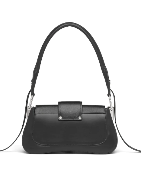 Prada Sidonie Leather Shoulder Bag for Women - Genuine Black Leather Designer Handbag - Luxury Crossbody Purse for Work, Travel & Evening Out