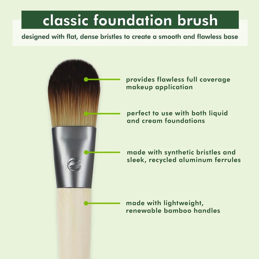 EcoTools Makeup Brush Set for Foundation - Soft Vegan Bristles, Cruelty-Free & Eco-Friendly - Perfect for Liquid, Powder & Cream Foundation Application