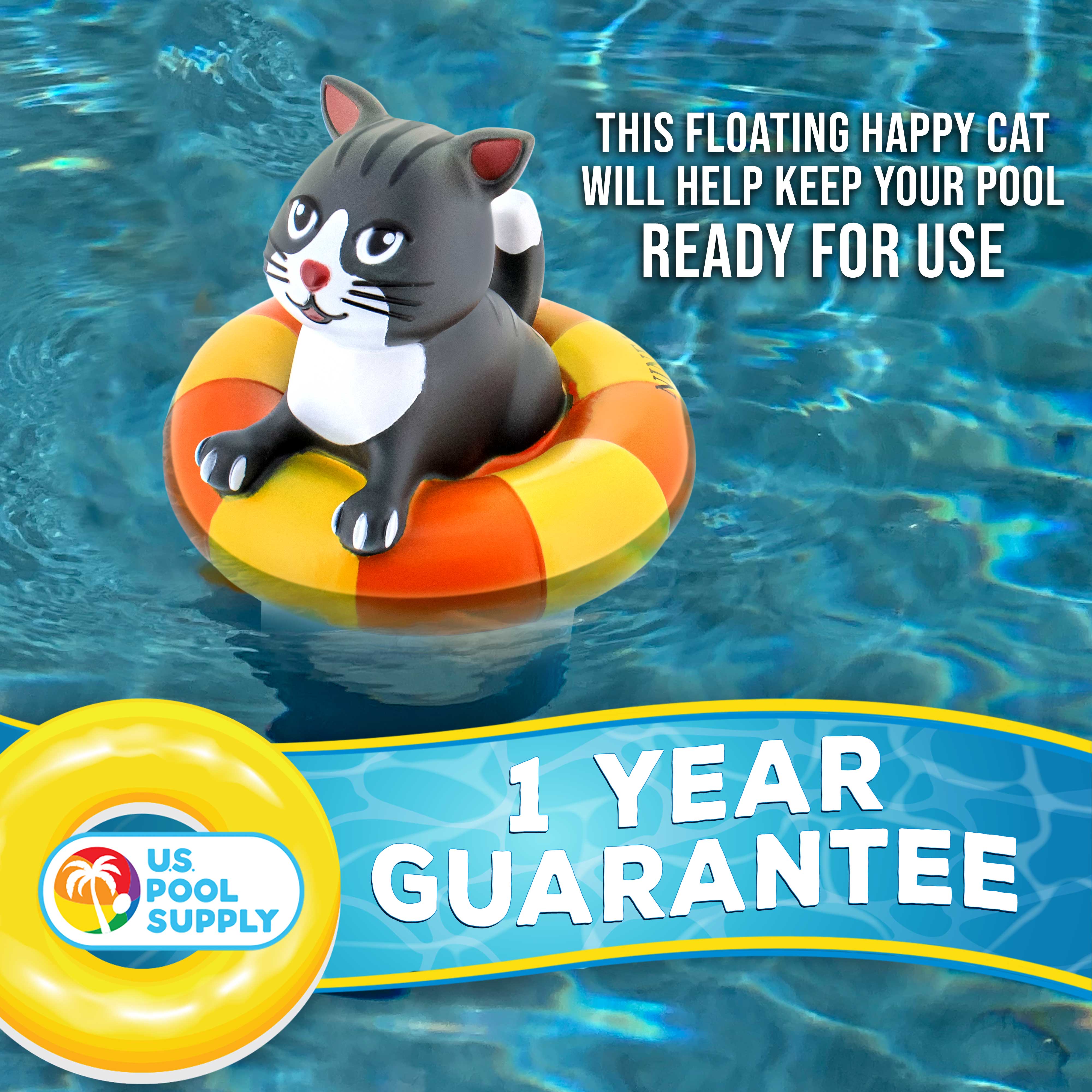Kitty Cat Floating Pool Chlorine Dispenser - Collapsible Base Holds 3 Tablets | Cute Pet-Themed Pool Floater for Fun Swimming & Easy Chlorine Maintenance | Perfect for Backyard Pools, Summer Parties & Pet Lovers