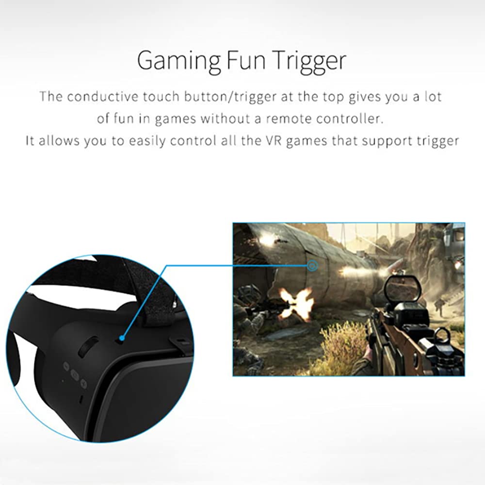 Best VR Headset for Phones - 3D Virtual Reality Glasses with Bluetooth & Remote Control | Wireless Headset Compatible with iOS & Android | Perfect for Movies, Gaming & Immersive Experiences (Black)