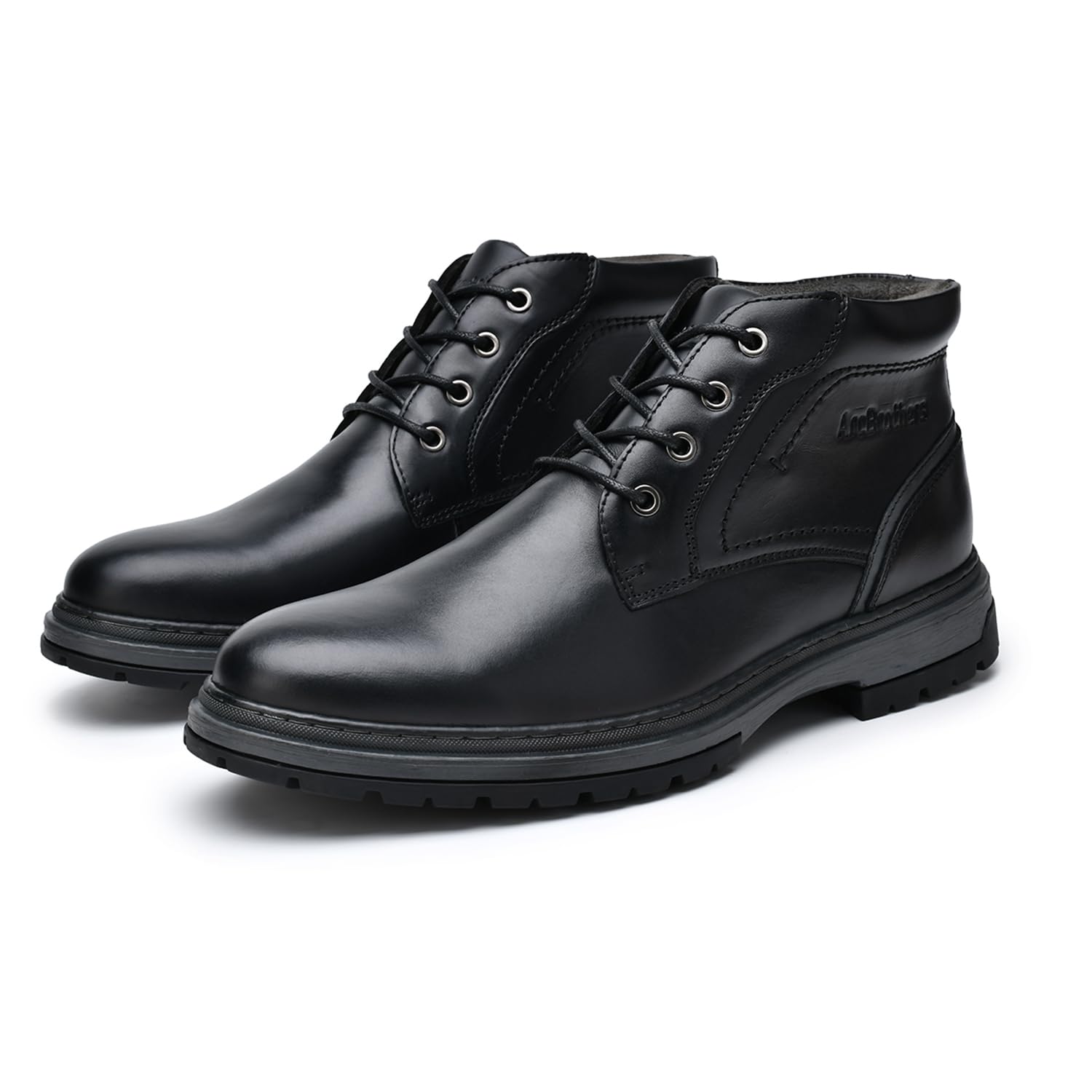 Men's Casual Ankle Boots - Motorcycle & Combat Style Black Leather Boots for Everyday Wear, Outdoor Adventures & Urban Fashion