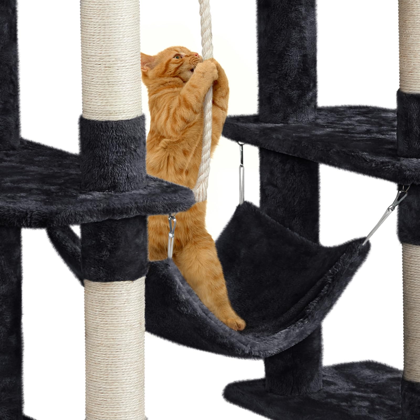 Yaheetech 63in Multi-Level Cat Tree Tower for Indoor Cats - Tall Cat Climbing Furniture with Sisal-Covered Scratching Posts, Condo & Perches - Durable Cat Activity Center for Kittens & Adult Cats (Black, Large) - Perfect for Small Spaces, Apartments & Play Areas