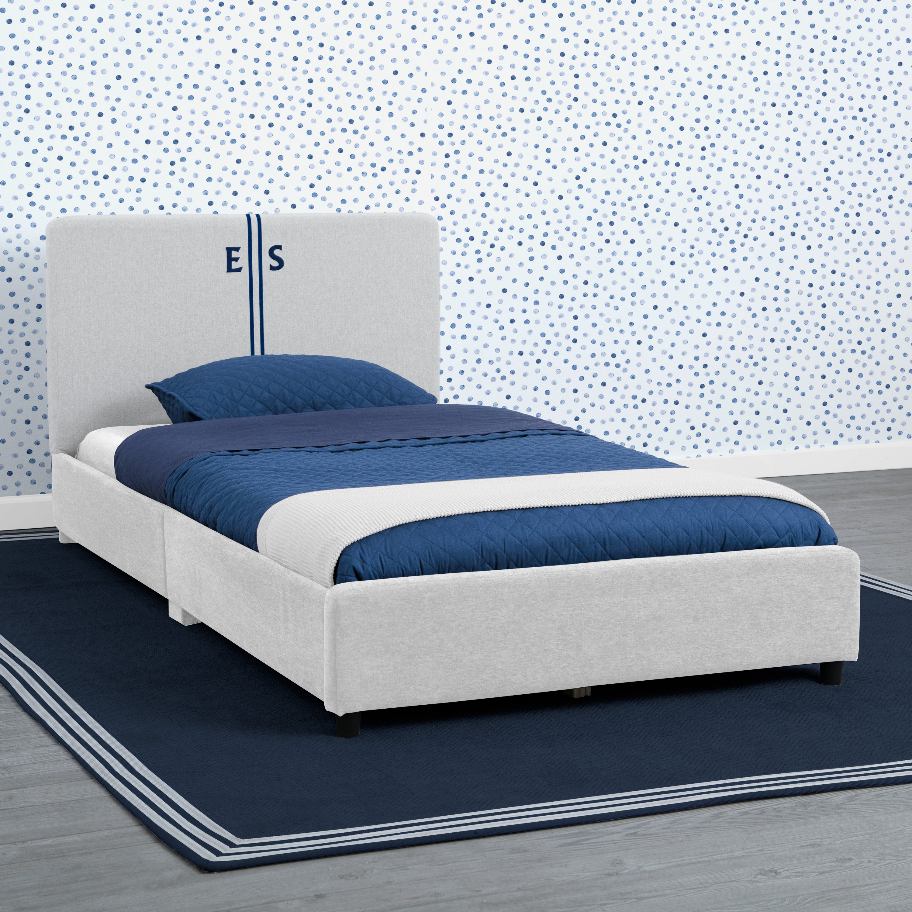 Custom Upholstered Twin Bed with Headboard - Soft Fabric Bed Frame for Kids & Teens Bedroom, Guest Room or Dorm Decor