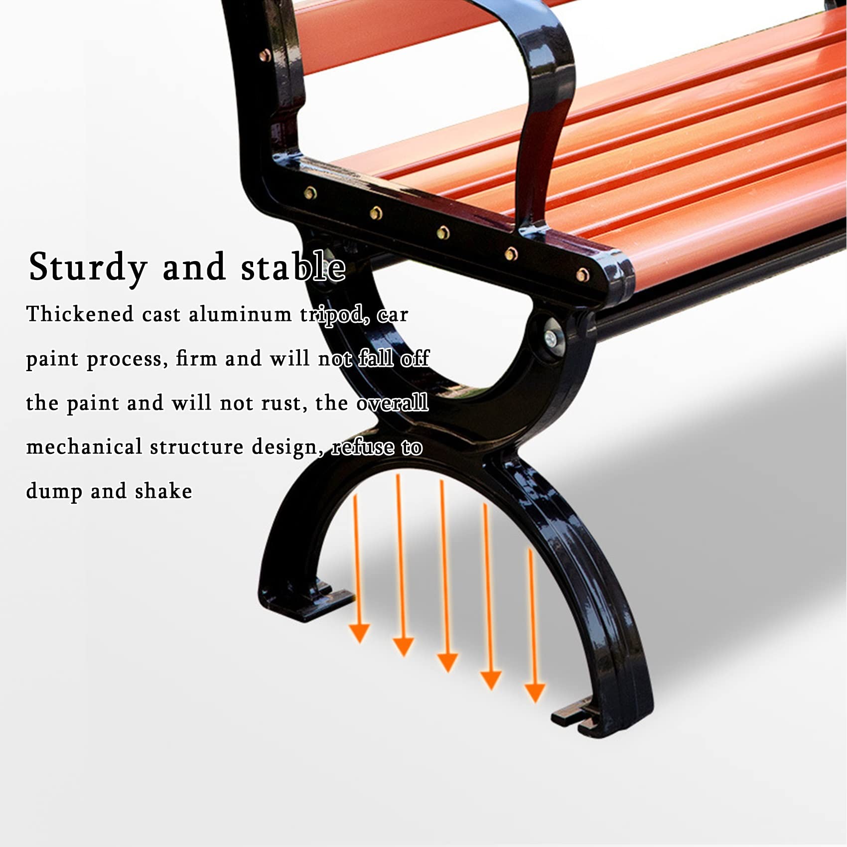 67IN(170CM) Cast Aluminum Outdoor Bench with Preservative Wood - Durable Patio Garden Bench for Backyard, Lawn, Porch & Walkway | Perfect for Relaxing, Entertaining & Outdoor Decor