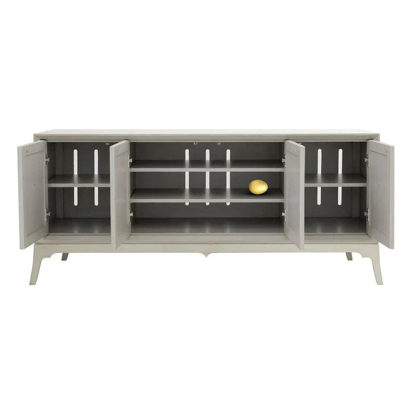 Bennett Mid-Century Modern TV Stand with Brushed Brass Hardware - Stylish Entertainment Center for Living Room, Bedroom & Home Theater