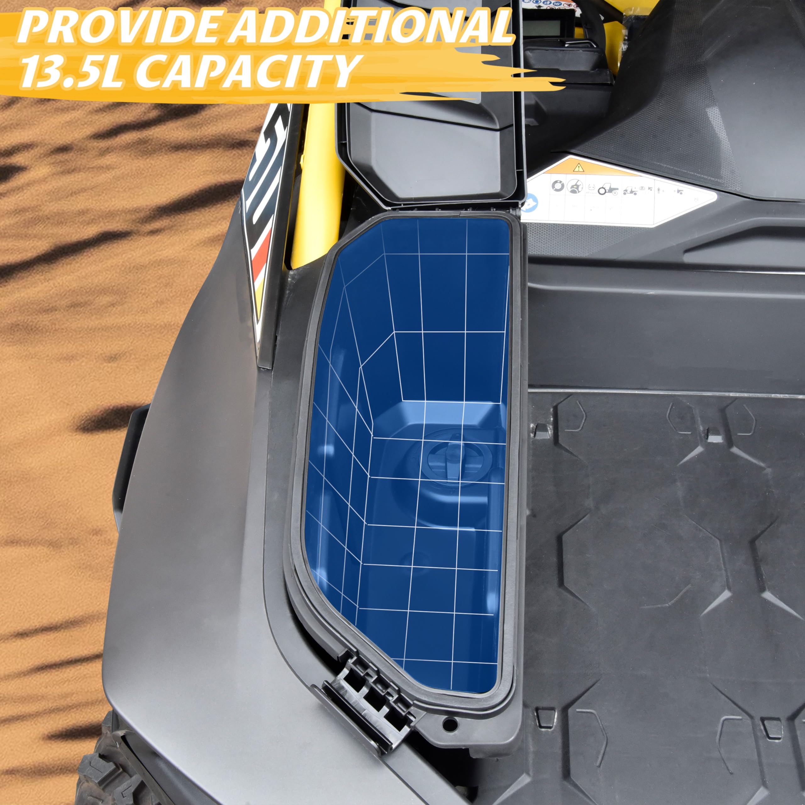 SAUTVS UTV Rear 13.5L Side Cargo Storage Boxes for Can-Am Maverick R & Maverick R MAX X RS (2024+ Models) - Water Resistant Poly Tool Box Accessories (2PCS, Replaces #715007372) - Perfect for Off-Road Gear Organization & Outdoor Adventures