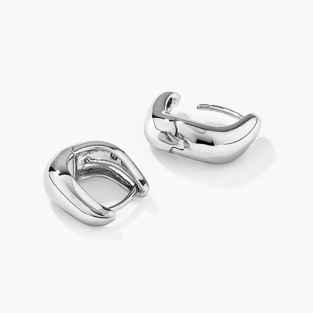 Silver Midi Wave Dome Huggie Earrings for Women - Perfect for Parties, Weddings & Everyday Elegance